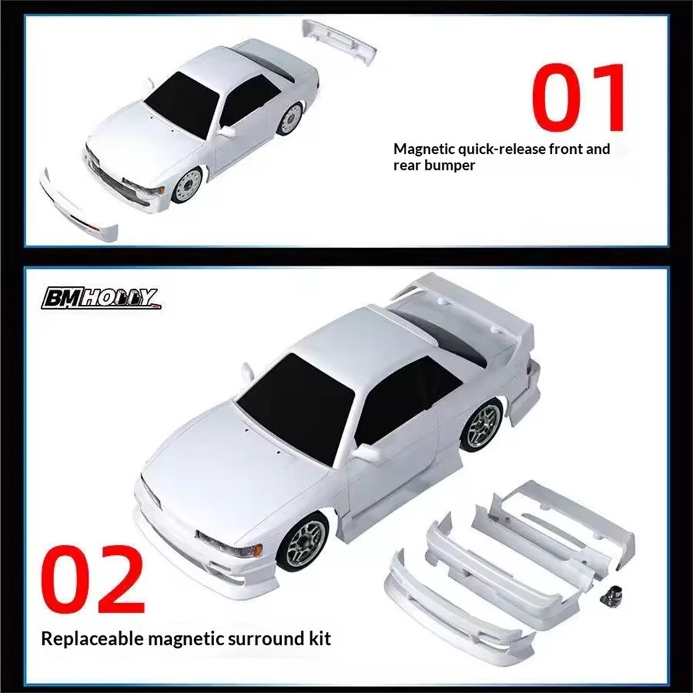 BM Racing BMHOBBY BMRX-FLD S13 RTR 1/28 2.4G RWD Mini Drift RC Car Gyro LED Light Rear Wheel Drive Full Proportional Racing Frame Remote Control Vehicles Models Toys - Image 4