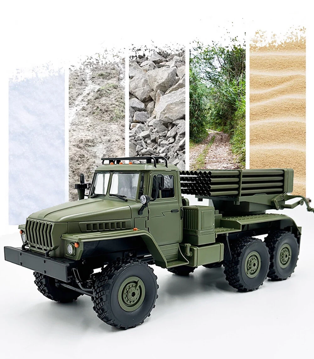 WPL B36-2 1/16 2.4G 6WD RTR Rc Car Hail Rocket Launcher BM-21 Military Truck Rock Crawler Vehicle Models Toy Proportional Control - Image 2