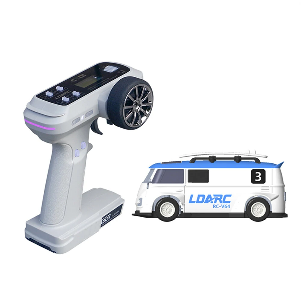 LDARC V64 1/64 2.4G RWD RC Car Mini Drift Flat On-Road LED Lights LC01 Chassis Micro Van Vehicles Models Full Proportional Remote Control Racing Toys 80 Minutes Playing Time - Image 2
