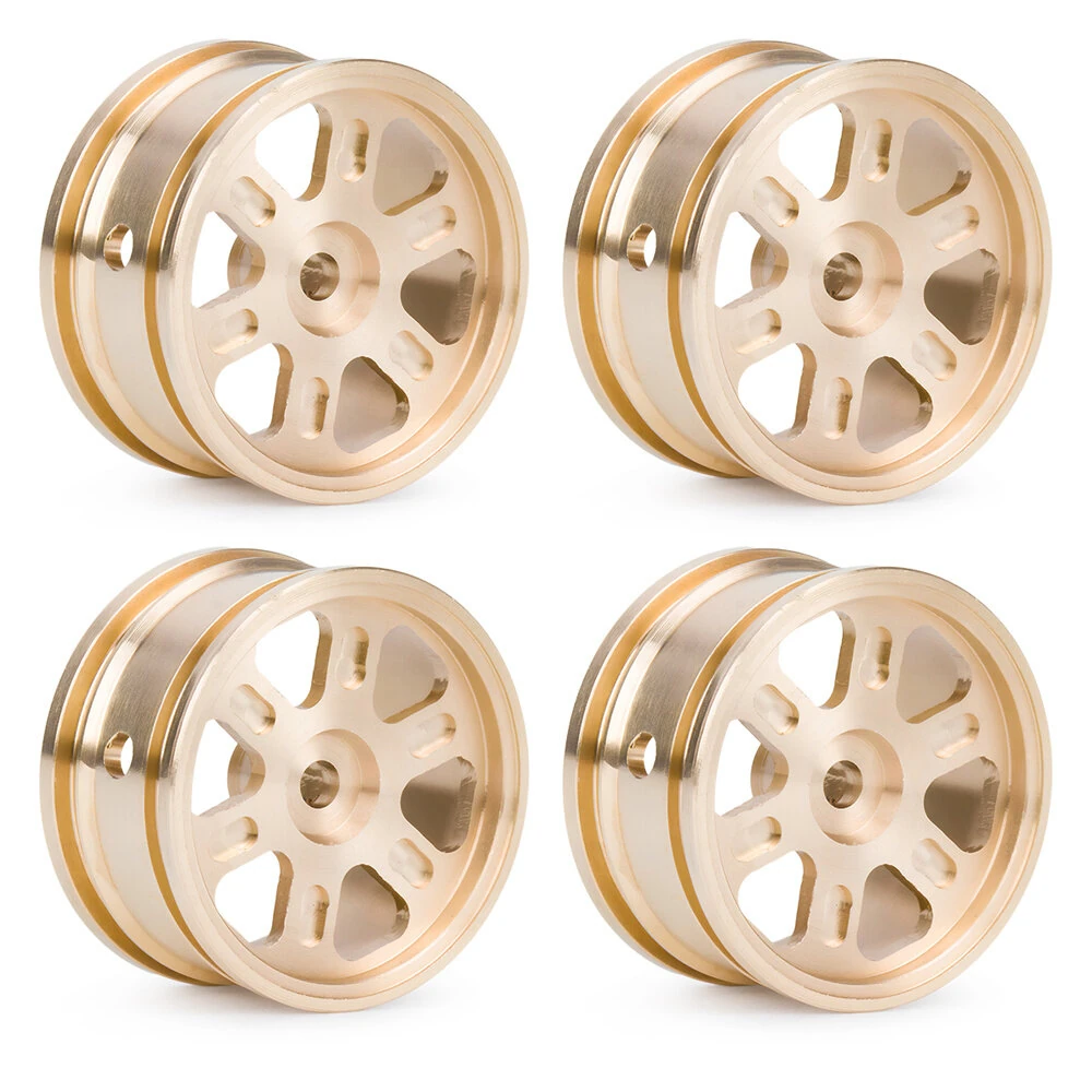 4PCS Upgraded Brass Wheel Rims 0.7'' for Axial SCX30 1/30 RC Car Vehicles Models Spare Parts