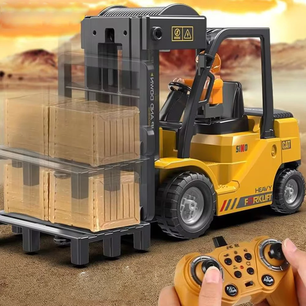 1/24 QH207-1D Forklift Electric RC Car Crane Vehicles Model w/ Sound and Light Spray Children Toys - Image 2