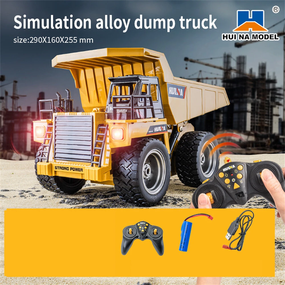 Huina Toys RTR 1534 1/18 2.4G 9CH RC Car Dump Truck Alloy Bucket Cabin LED Light Engineering Remote Control Simulation Construction Vehicles Models Children Kids Gifts - Image 7
