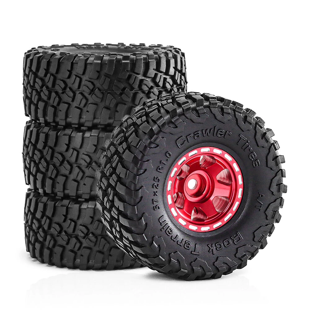 4PCS 1.0 Inch Aluminum Alloy Blade Wheels Gravel Tires Spare Parts for SCX24 FMS24 TRX4M RC Climbing Car Vehicle Models Accessories - Image 4