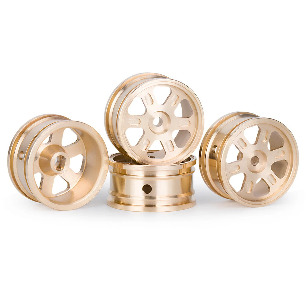 4PCS Upgraded Brass Wheel Rims 0.7'' for Axial SCX30 1/30 RC Car Vehicles Models Spare Parts - Image 2