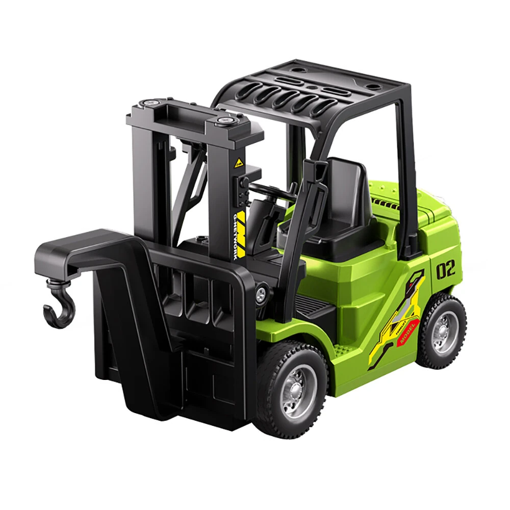 HJ2025-2D RTR 1/64 2.4G Mini RC Car Alloy 2 in 1 Forklift Crane With Trailer Support App Remote Controlled LED Light Sound Engineering Vehicle Desktop Toys Model Collection Gift For Boys - Image 2