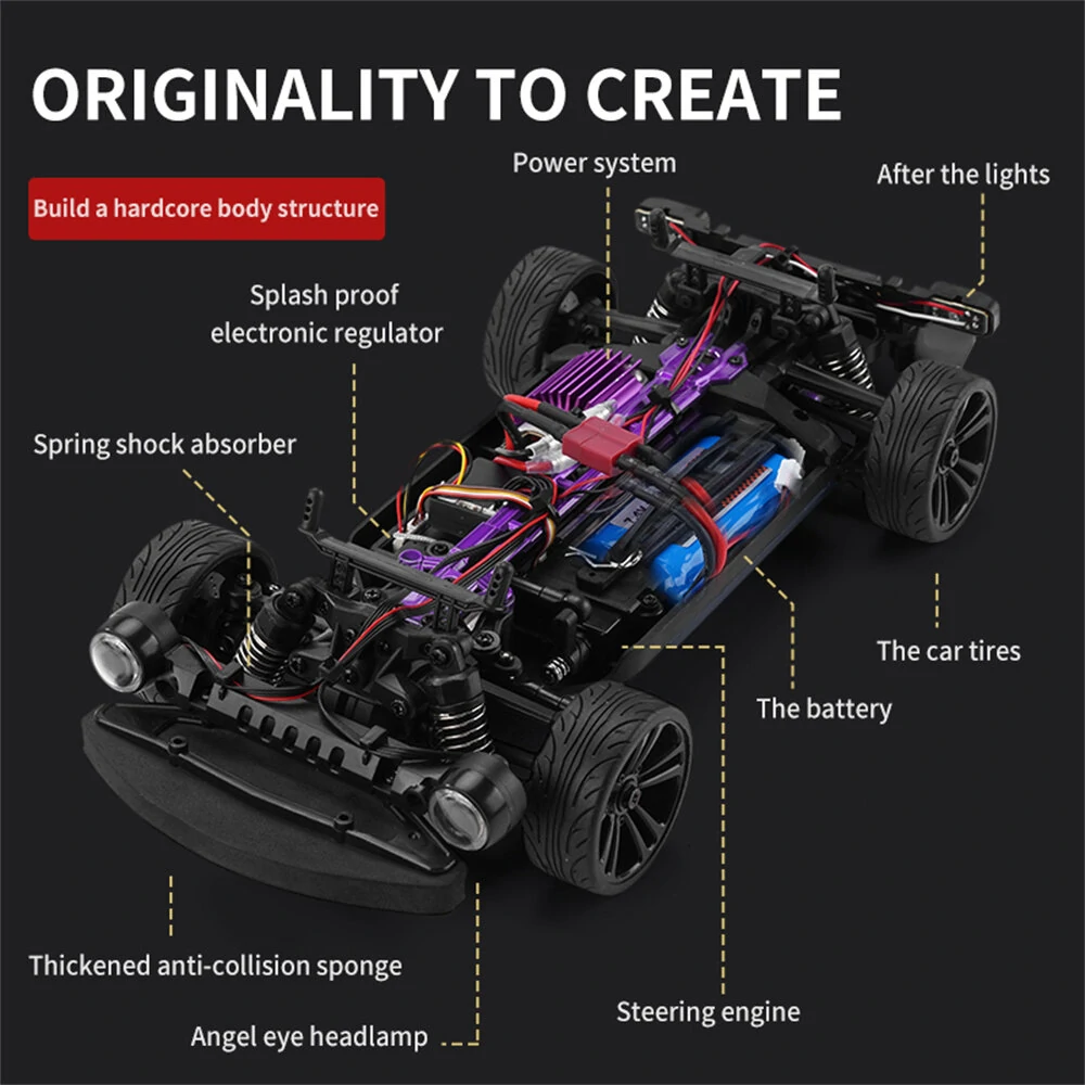 JJRC Q142 RTR 1/14 2.4G 4WD Drift RC Car Retro LED Light High Speed Full Proportional Flat On-Road Classic Vehicles Models Toys - Image 5