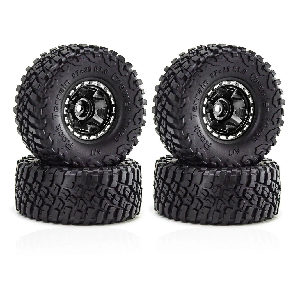 4PCS 1.0 Inch Aluminum Alloy Blade Wheels Gravel Tires Spare Parts for SCX24 FMS24 TRX4M RC Climbing Car Vehicle Models Accessories - Image 2