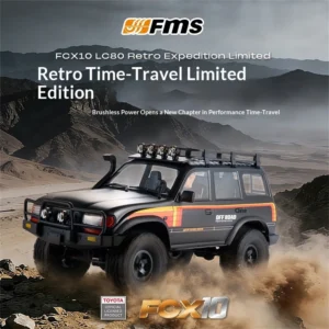 FMS FCX10 for TOYOTA LC80 Land Cruiser RS 1/10 2.4G 4WD Black Brushless RC Car Rock Crawler Off-Road Climbing Truck LED Light Metal Oil Shocks Gears CVD Shafts Two Speed Straight Bridges Vehicles Models Toys