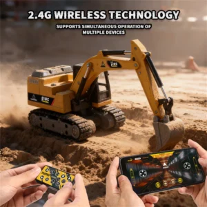 TRASPED HG4-301 RTR 1/64 2.4G Mini RC Excavator Alloy Bucket 270 Rotation Support App Remote Controlled LED Light Sound Engineering Vehicles Two Speed Desktop Toys Model Collection Gift For Boys