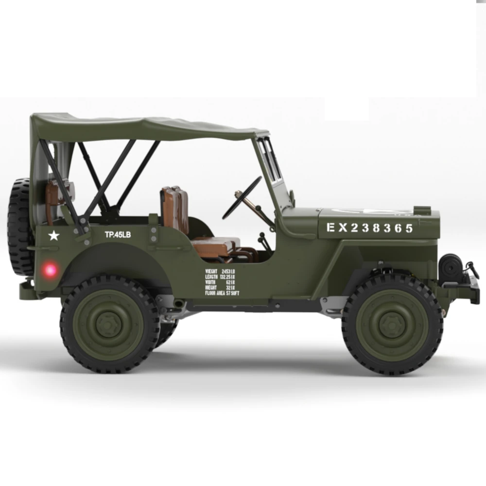 HG TRASPED HG4-58 RTR 1/14 2.4G 4WD RC Car Willys Military Truck for Jeep Off-Road Climbing LED Light Sound Winch Two Speed Metal Frame Rock Crawler Full Proportional Vehicles Models Toys - Image 4
