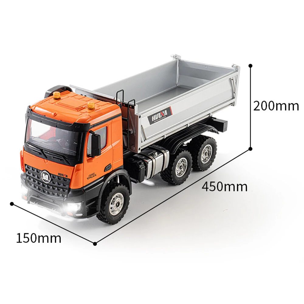 Huina 1598 2.4G 14CH 6WD RC Car Dump Truck RTR Half Alloy Full Proportional Control Simulation Sound and Light Vehicle Model - Image 6
