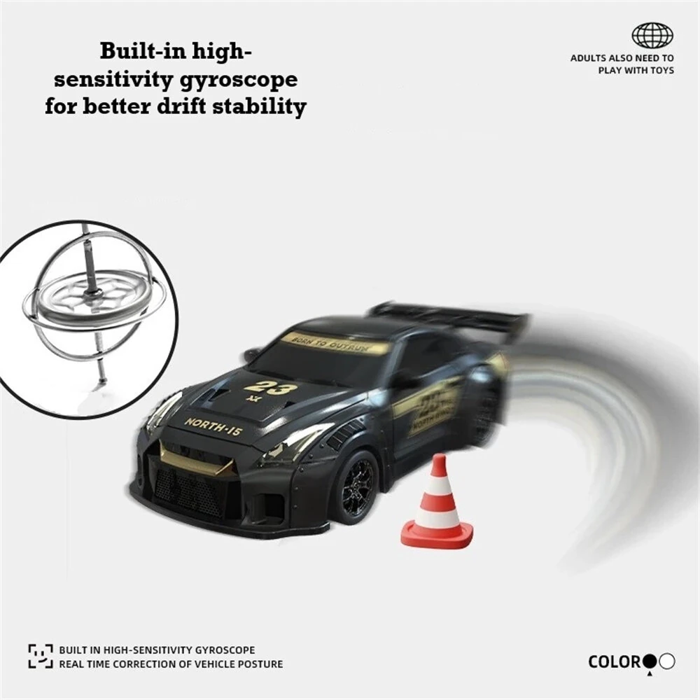 S916 RTR Mini 1/43 2.4G 4WD Drift RC Car Gyro GTR Race LED Light Full Scale Remote Control High-Speed Motor On-Road Racing Vehicle Model Boys Gifts Toys - Image 3