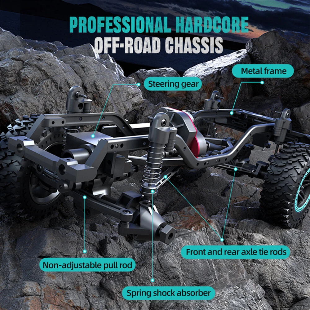ZLL SG206 PRO/MAX RTR 1/20 2.4G 4WD Brushed/Brushless RC Car Wrangler Rock Crawler Off-Road Climbing Truck LED Lights Metal Frame Full Proportional Vehicles Models Toys - Image 4