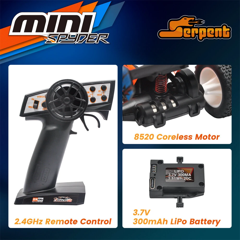 Serpent MINI for Spyder SC SER430001 RTR 1/24 2.4G RWD RC Car Off-Road Truck EP Full Proportional Control Built In ESP Vehicles Models Toys - Image 7