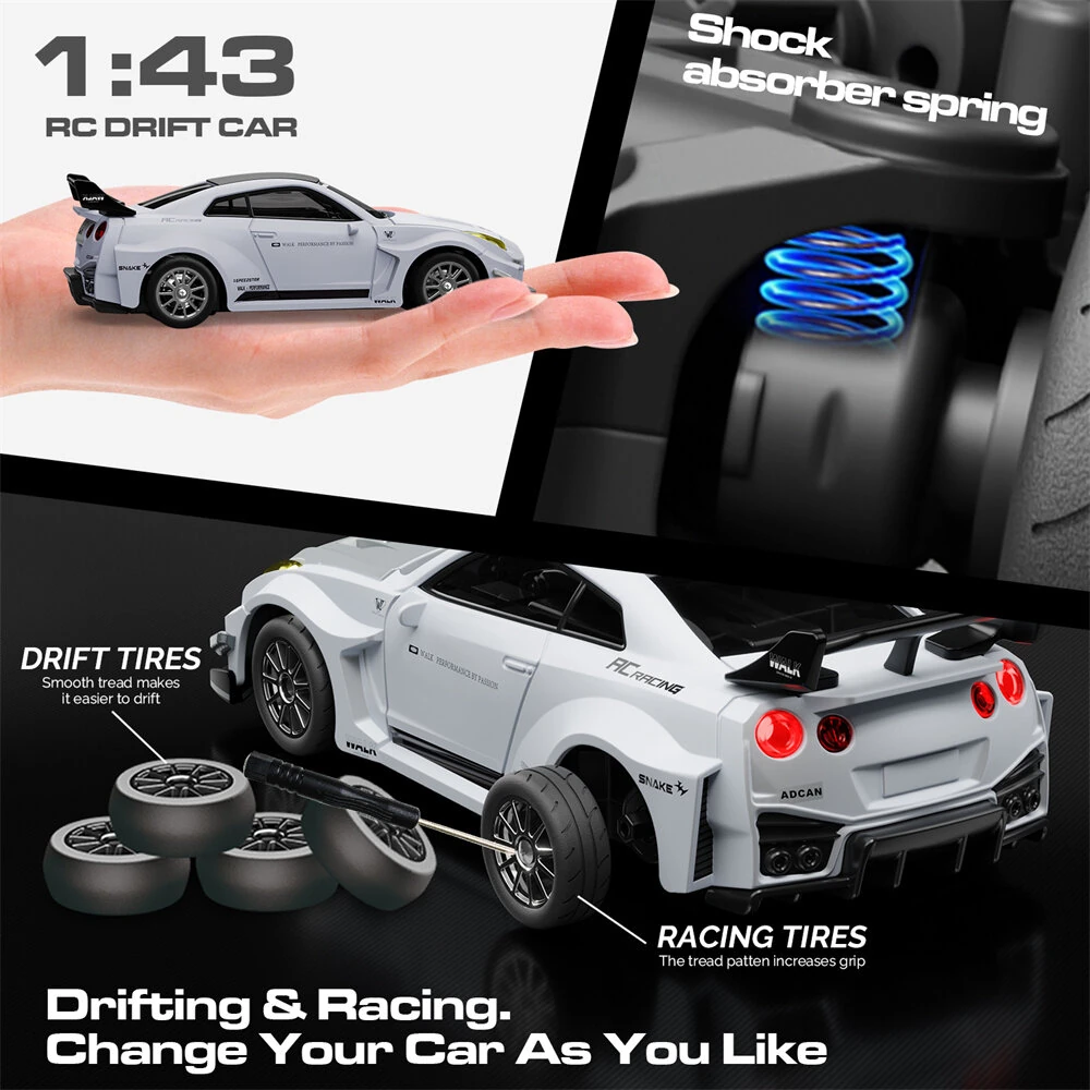 Hstar D43-01 RTR 1/43 2.4G 4WD Drift RC Car Gyro Mini Full Proportional Alloy Body Shell LED Light Remote Control High-Speed Motor On-Road Racing Vehicle Model Boys Gifts Toys - Image 4