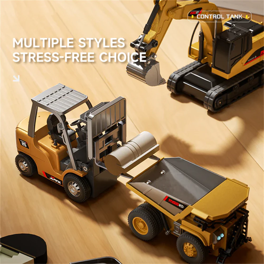 Z6750/Z6752/Z6753 RTR 1/64 2.4G Mini RC Car Alloy Forklift Excavator Dump Truck Support App Remote Controlled LED Light Sound Engineering Vehicle Two Speed Desktop Toys Model Collection Gift For Boys - Image 6