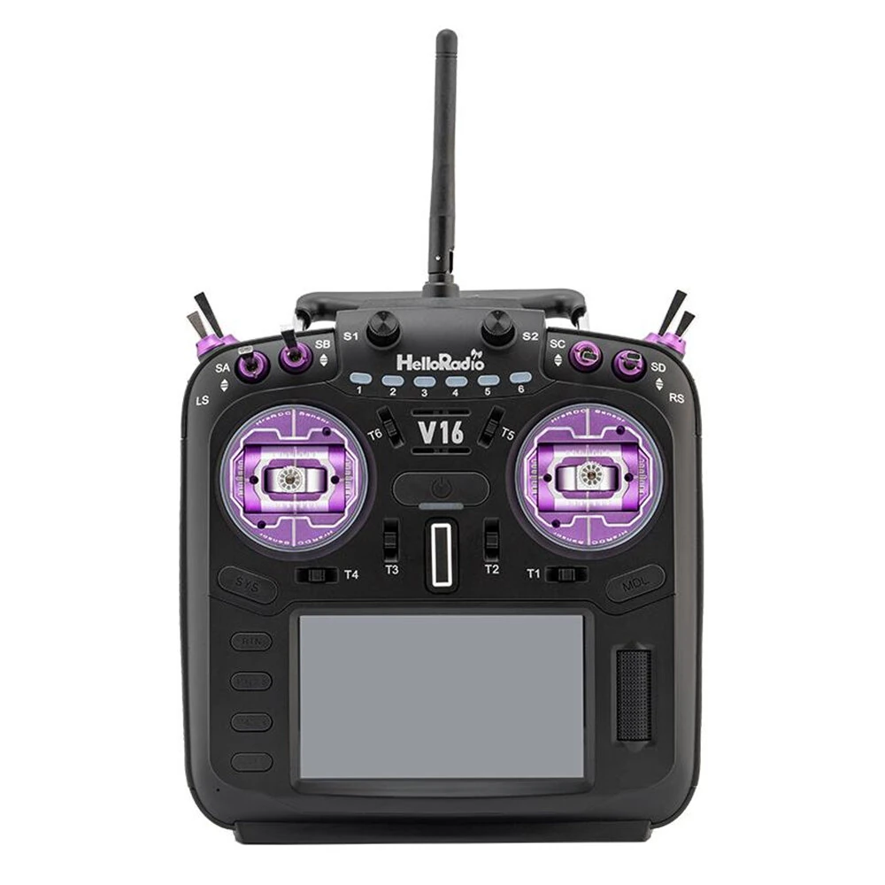 HelloRadioSky V16R MAX R9 Built-in 1W ELRS 4-in-1 CNC RDC90 Metal Gimbal Radio Transmitter Mode 2 with 4.3" Touch Screen for FPV Racing Drone