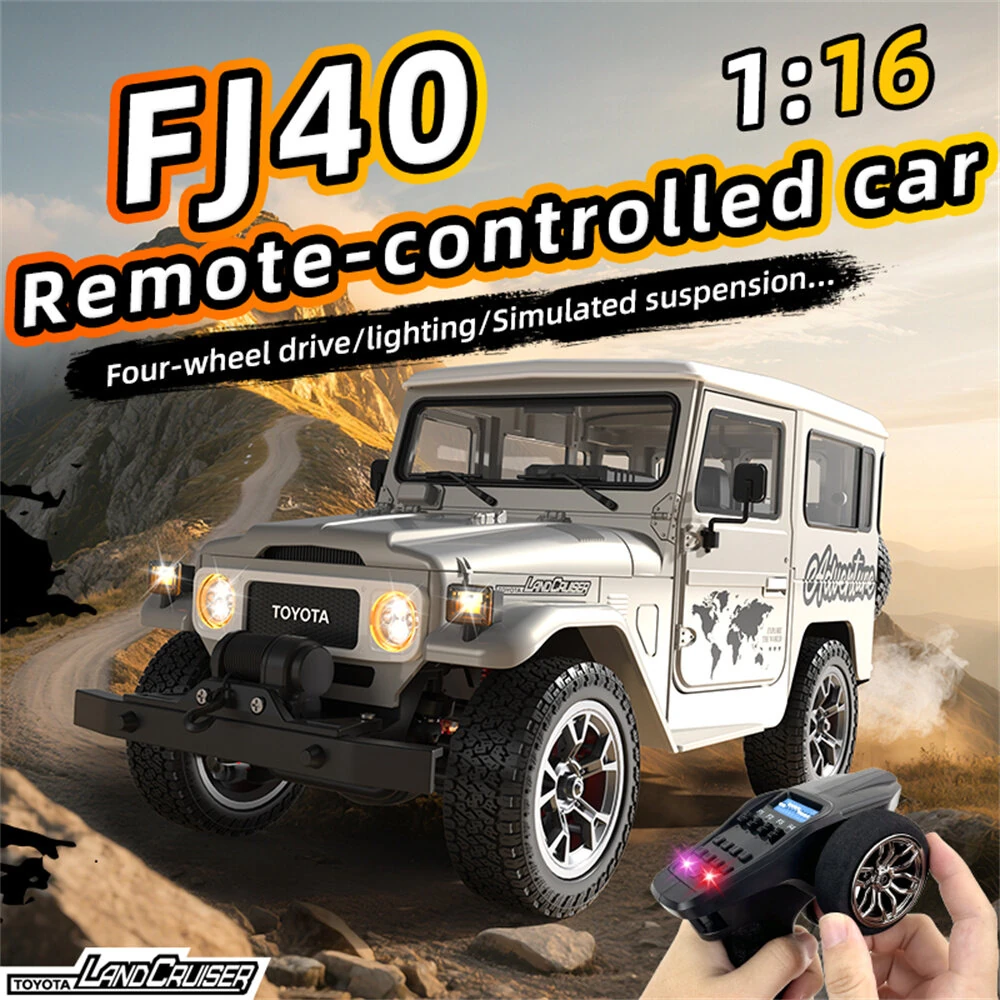 TRASPED HG4-211 RTR 1/16 2.4G 4WD RC Car for TOYOTA FJ40 Land Cruiser Off-Road Truck with Winch LED Light Sound Smoke Simulated Suspension Metal Drive Shaft Spring Wheel Hub Remot Control Vehicles Models Toys - Image 2
