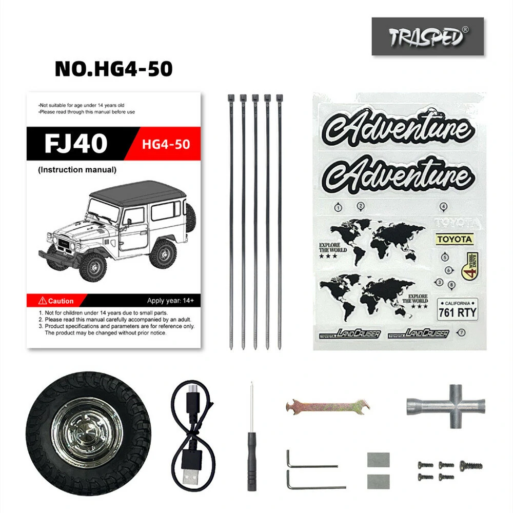 HG HG4-50 TRASPED 1/16 2.4G 4WD RC Car for TOYOTA Land Cruiser FJ40 1983 Rock Crawler LED Light Simulated Sound Off-Road Climbing Truck RTR Full Proportional Models Toys - Image 3