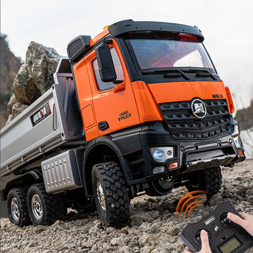 Huina 1598 2.4G 14CH 6WD RC Car Dump Truck RTR Half Alloy Full Proportional Control Simulation Sound and Light Vehicle Model - Image 4