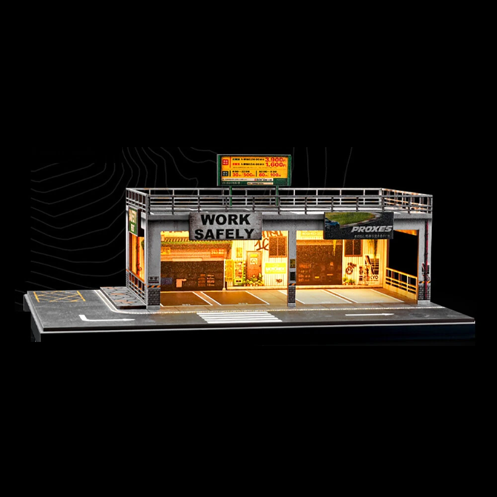 SafeWork 1/64 RC Car Double-Layer Simulated Parking Garage Model Parking Lot With Lights Diy Scene Decoration - Image 2