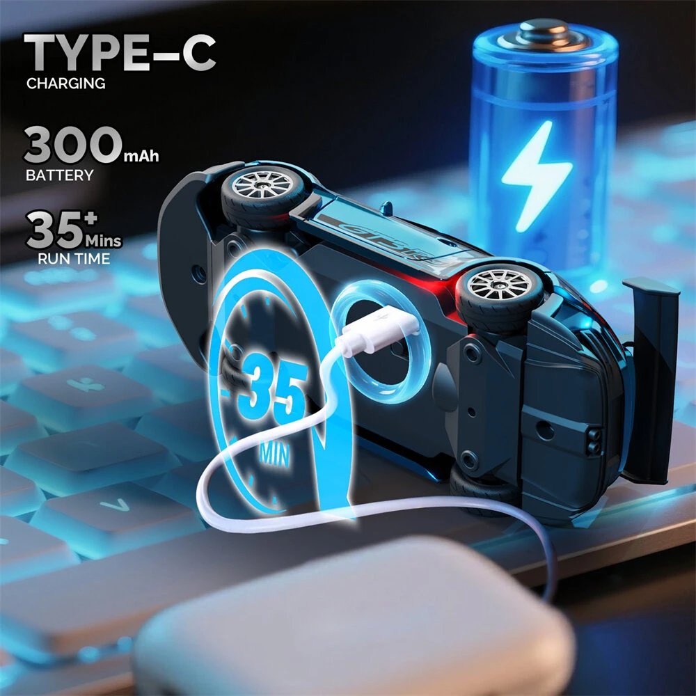 Hstar D43-01 RTR 1/43 2.4G 4WD Drift RC Car Gyro Mini Full Proportional Alloy Body Shell LED Light Remote Control High-Speed Motor On-Road Racing Vehicle Model Boys Gifts Toys - Image 6