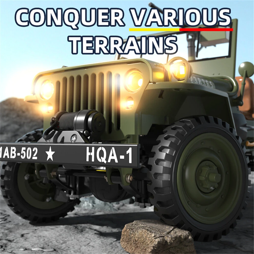 HG TRASPED HG4-58 RTR 1/14 2.4G 4WD RC Car Willys Military Truck for Jeep Off-Road Climbing LED Light Sound Winch Two Speed Metal Frame Rock Crawler Full Proportional Vehicles Models Toys - Image 6