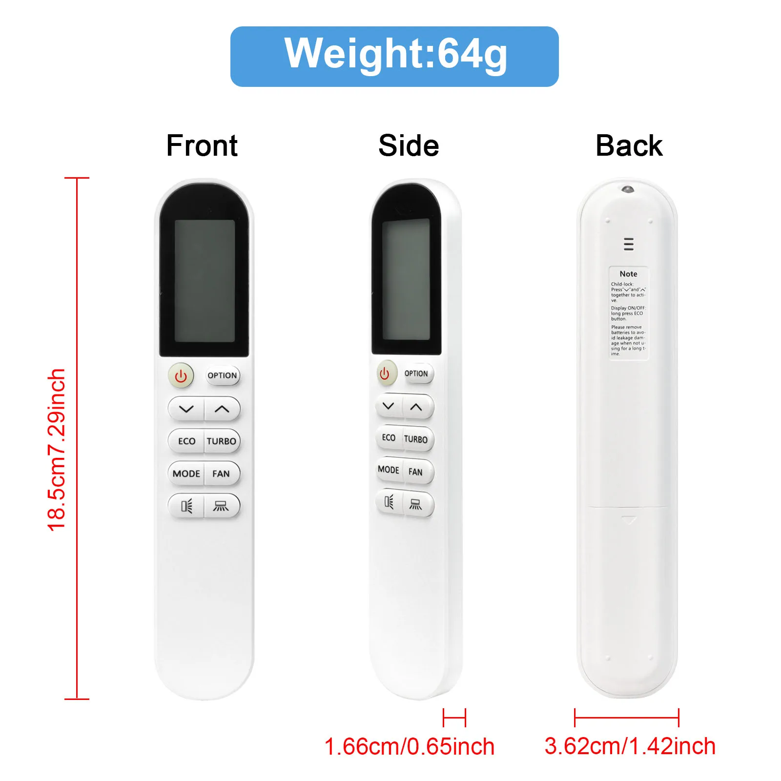 GYKQ-58 Viesta Hantech Erito Remote Control White For Viesta Hantech Erito Split Air Conditioners Inverter Remote - Image 3