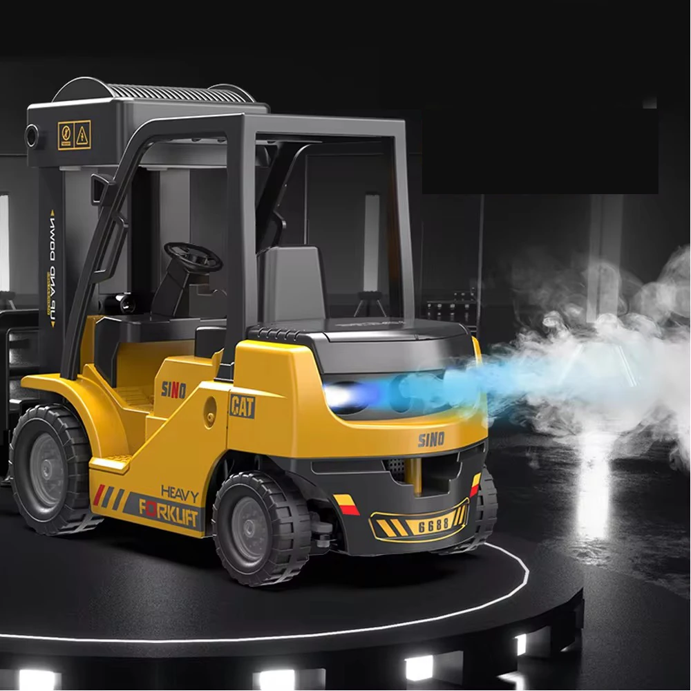 1/24 QH207-1D Forklift Electric RC Car Crane Vehicles Model w/ Sound and Light Spray Children Toys - Image 3