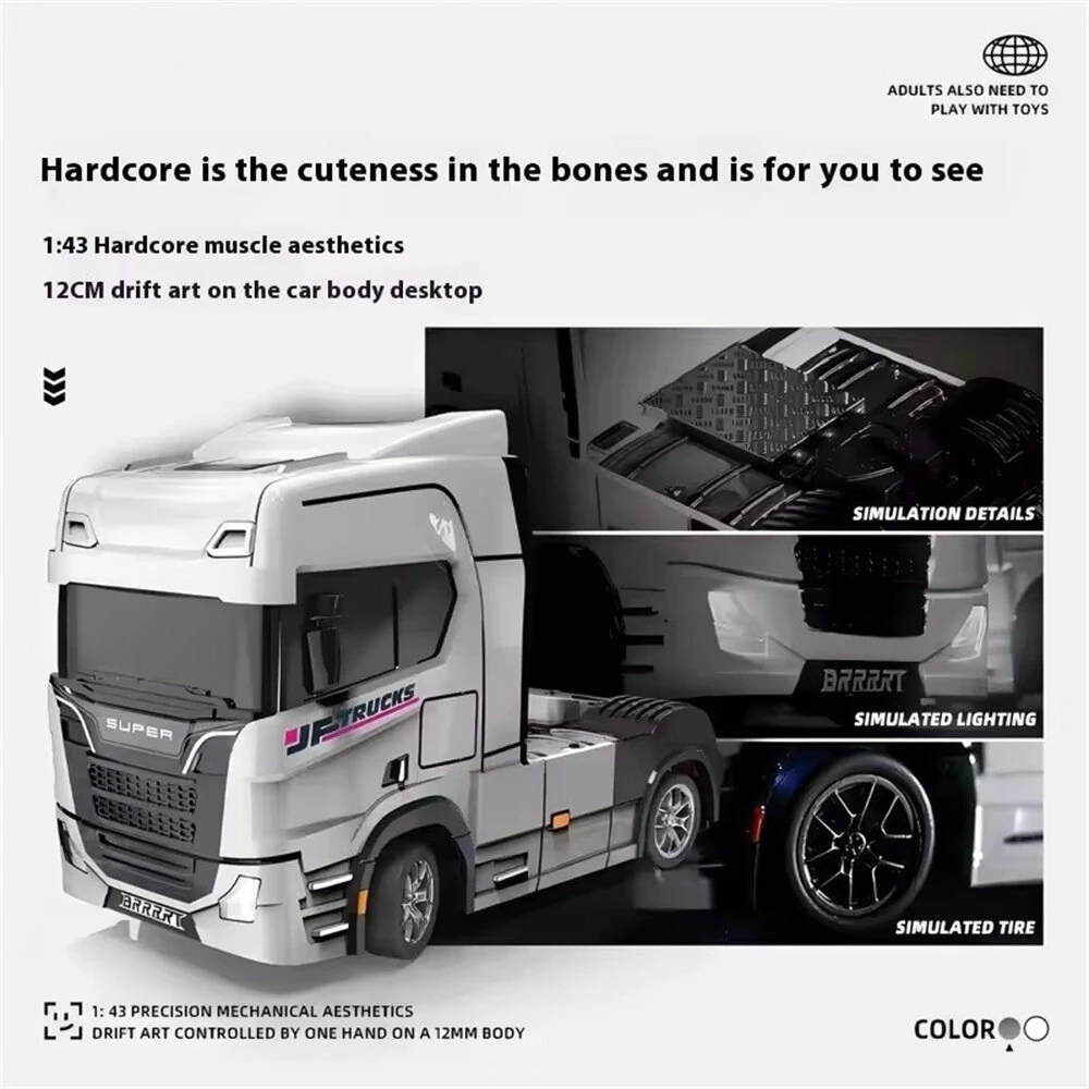 S917 RTR 1/43 2.4G 4WD Mini RC Car Tractor Semi Truck Built-In Gyro Full Proportional Drift Dual Speed LED Lights Racing Vehicles Models Engineering Remote Control Toys - Image 3