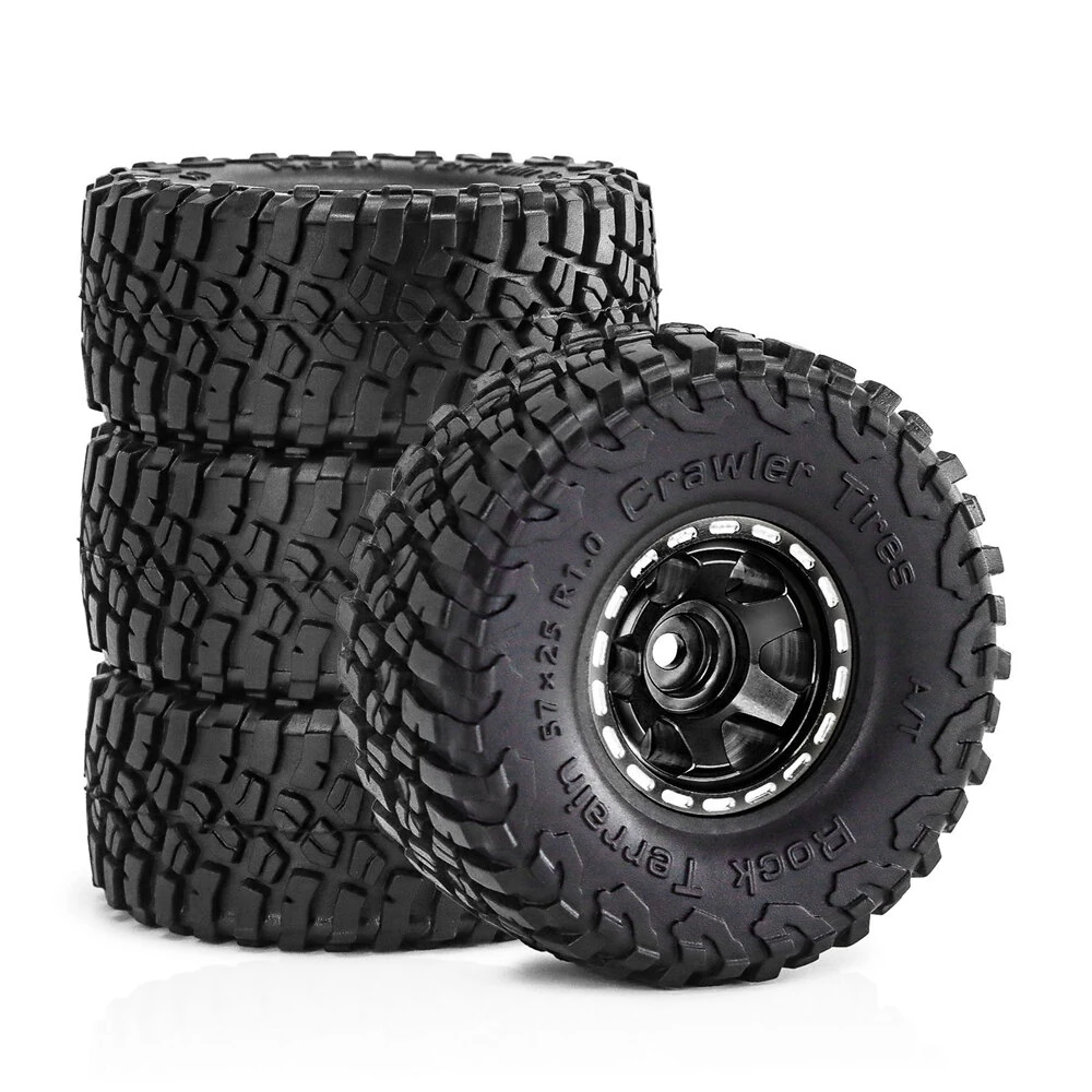 4PCS 1.0 Inch Aluminum Alloy Blade Wheels Gravel Tires Spare Parts for SCX24 FMS24 TRX4M RC Climbing Car Vehicle Models Accessories - Image 5
