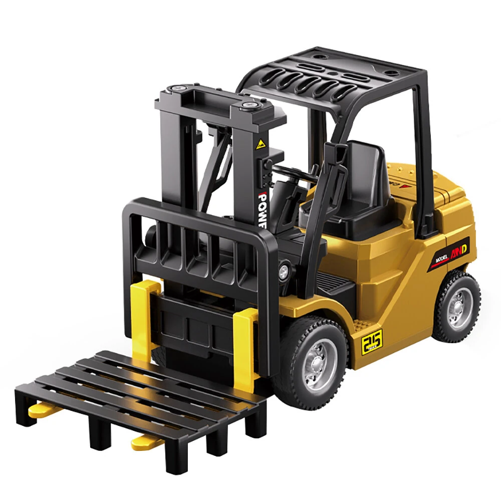 HJ2025-2D RTR 1/64 2.4G Mini RC Car Alloy 2 in 1 Forklift Crane With Trailer Support App Remote Controlled LED Light Sound Engineering Vehicle Desktop Toys Model Collection Gift For Boys - Image 3