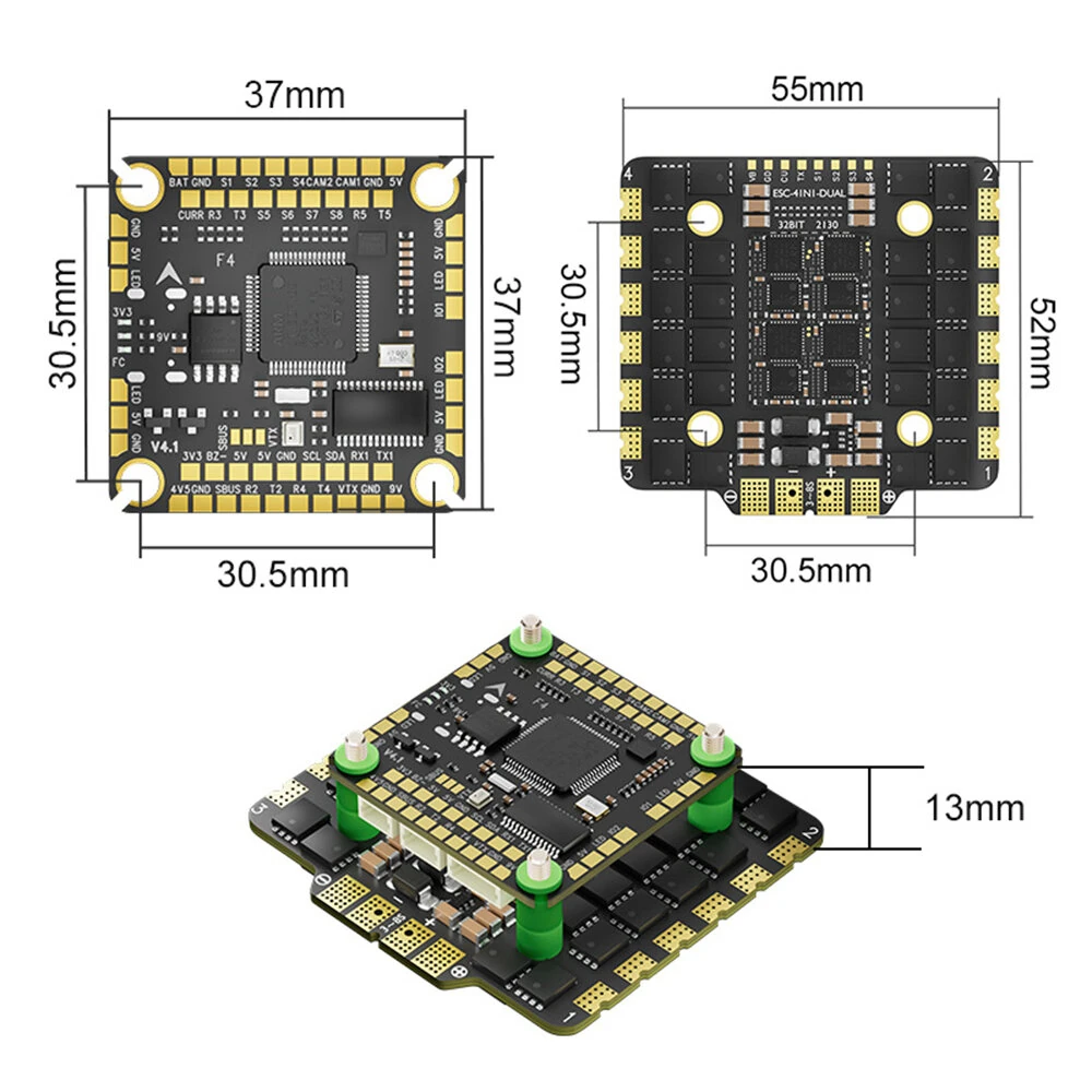 30.5mm x 30.5mm Aocoda-RC F4100 V4 AM32 Stack Build-in F405 V4 Flight Controller & 100A 3-8S ESC for FPV Racing Drone - Image 5