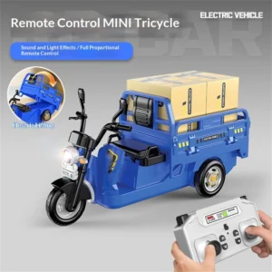 Mini RC Car Tricycle 2.4G Children Remote-Controlled Simulation Model Sound LED Light Three Bounces Pulling Truck Ornaments Gifts Vehicles Models Toys