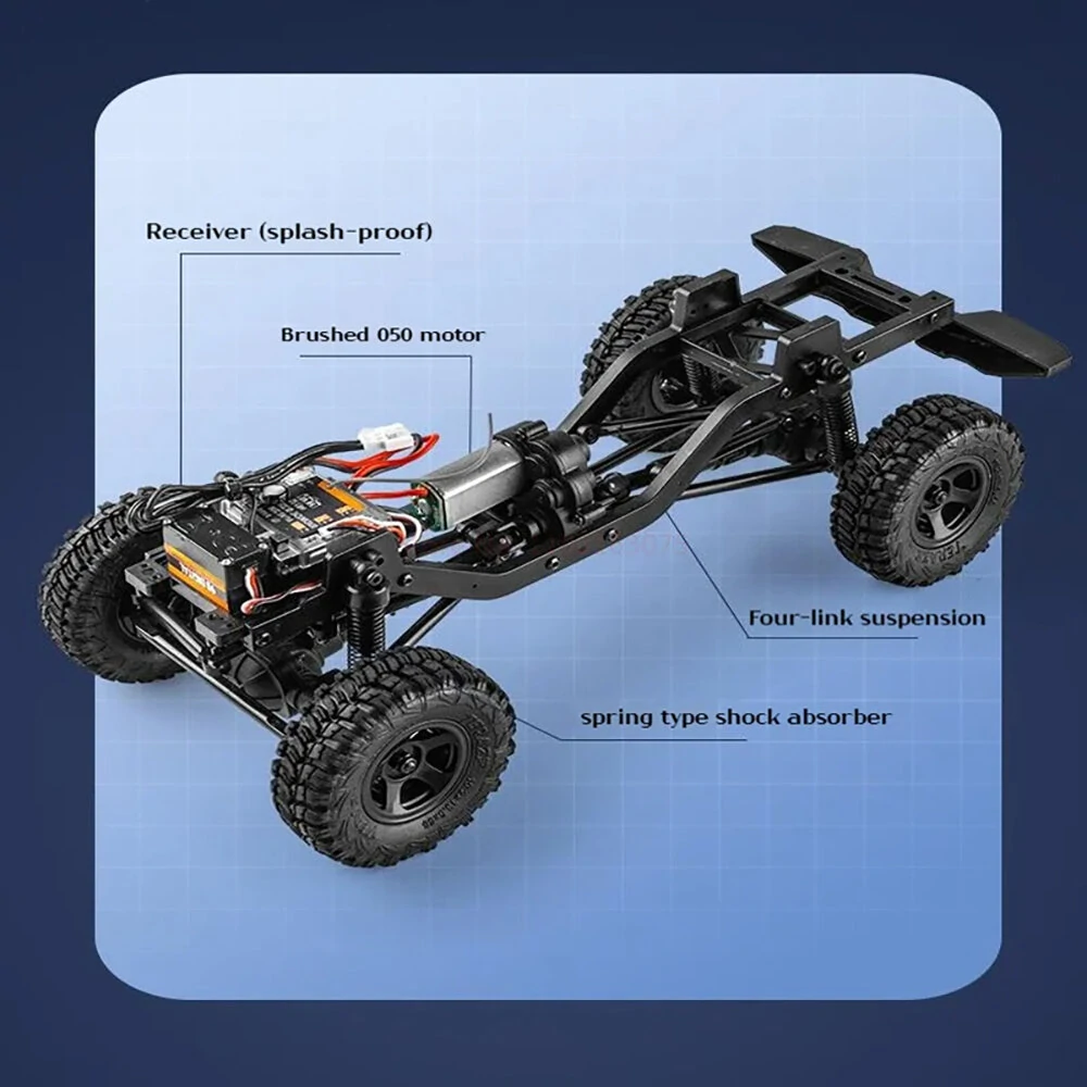 FMS 11804 EazyRC Thunder Storm RTR 1/18 2.4G 4WD RC Car 4x4 Off Road Climbing Truck Rock Crawler LED Lights Mini Simulation Vehicle Electric Remote Control Model Kids Adult Toys - Image 5