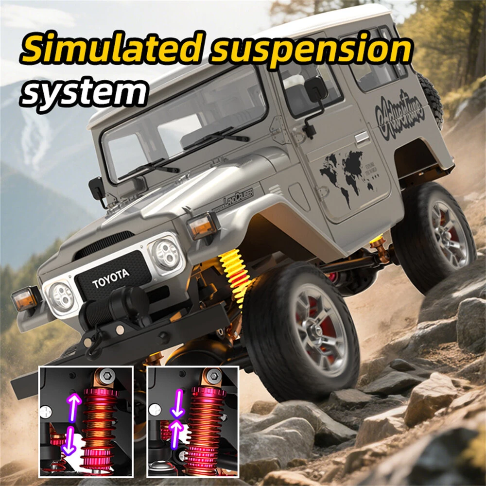 TRASPED HG4-211 RTR 1/16 2.4G 4WD RC Car for TOYOTA FJ40 Land Cruiser Off-Road Truck with Winch LED Light Sound Smoke Simulated Suspension Metal Drive Shaft Spring Wheel Hub Remot Control Vehicles Models Toys - Image 4