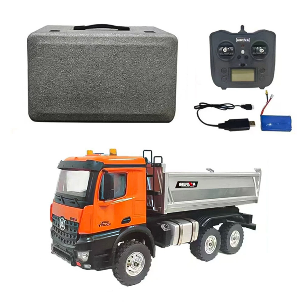 Huina 1598 2.4G 14CH 6WD RC Car Dump Truck RTR Half Alloy Full Proportional Control Simulation Sound and Light Vehicle Model - Image 7