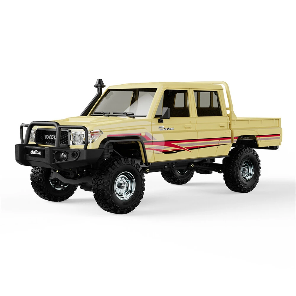 UDIRC UCX1801 PRO RTR 1/18 2.4G 4WD Brushless FOC RC Car for TOYOTA Land Cruiser LC79 Rock Crawler Tank Turn Off-Road Climbing Truck LED Light Two Speed Reverse Gearbox Mechanical Shift Oil Filled Shocks Mirco Vehicles Models Toys