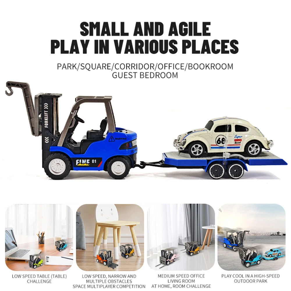 TRASPED HG4-244 RTR 1/64 2.4G Mini RC Car Alloy Forklift with Trailer Suppprt App Remote Control LED Light Sound Engineering Vehicle Desktop Toys Model Collection Gift For Boys - Image 5