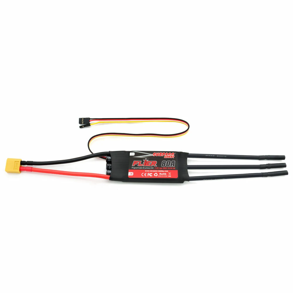 SURPASS-HOBBY FLIER Series New 32-bit 80A Brushless ESC With 5V/6V 8A SBEC 2-6S Support Programming for RC Airplane - Image 5