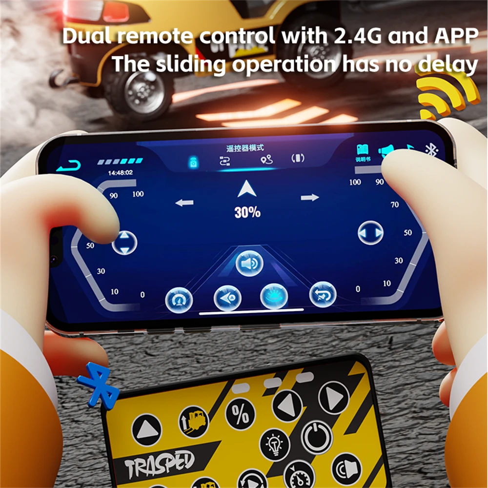 TRASPED HG4-244 RTR 1/64 2.4G Mini RC Car Alloy Forklift with Trailer Suppprt App Remote Control LED Light Sound Engineering Vehicle Desktop Toys Model Collection Gift For Boys - Image 4